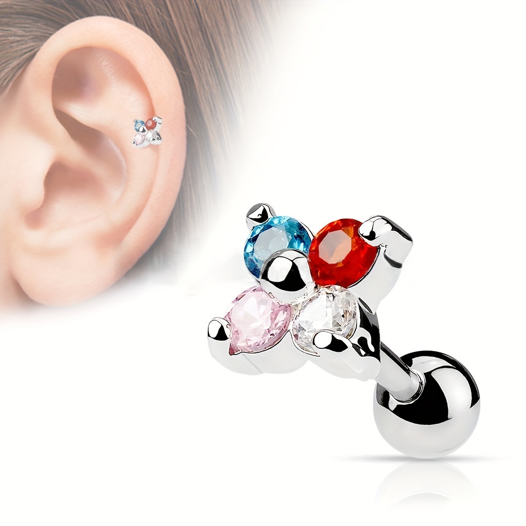 Multicolor Flower CZ Stud Earrings 316 for Daily Wear